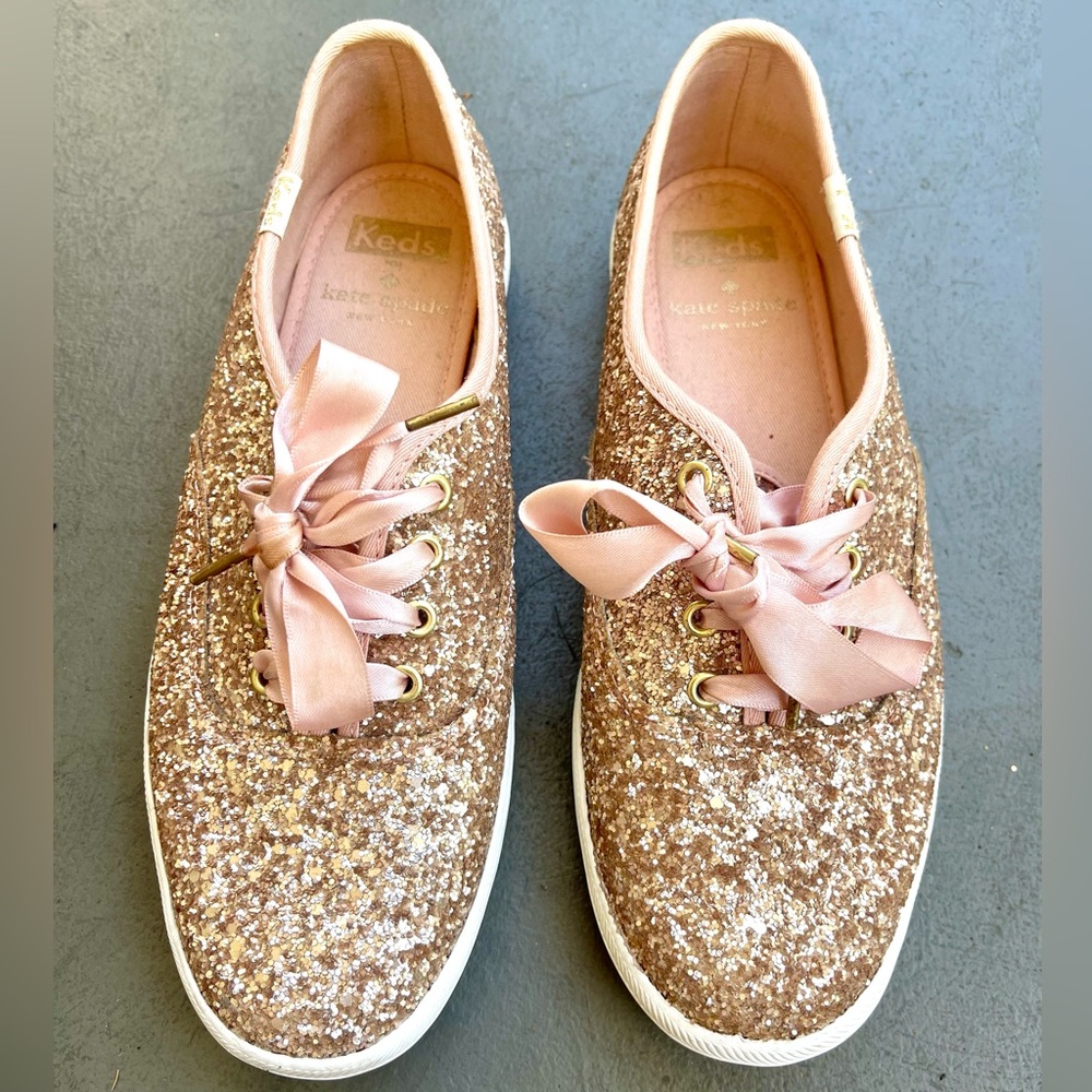 KATE SPADE x KEDS Rose gold glitter sneakers